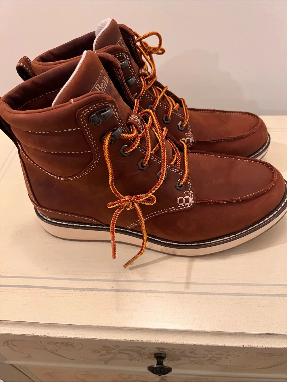 L.L. Bean Chestnut Brown Leather Lace-Up Work Boots